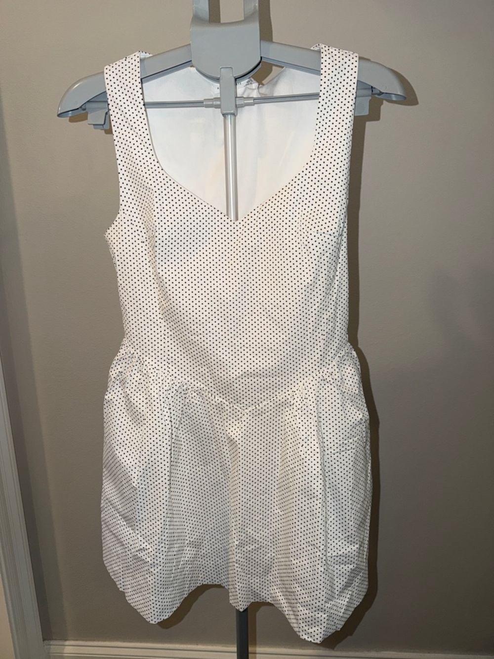 Altar'd State White Mini Dress with Black Micro Dots